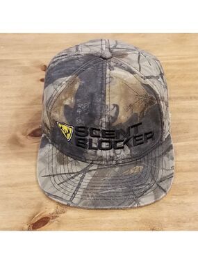 Vintage Scent Blocker Hunting Hat Snapback Lined Insulated Tree Camo Camouflage